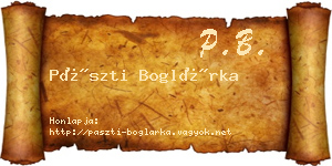 Pászti Boglárka névjegykártya